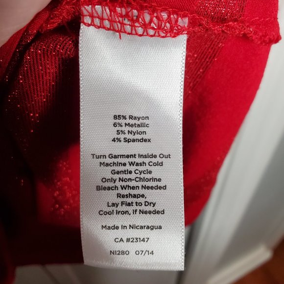 Talbots 2X Plus Size red Striped Long Sleeve T-Shirt Top Rounded Neckline - Picture 4 of 7